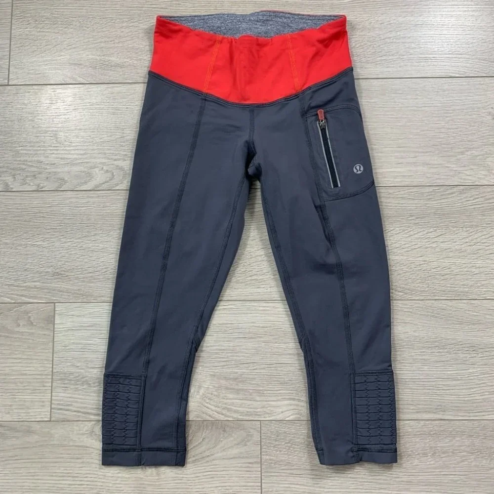 Lululemon Grey Run Crop Leggings - Picture 1 of 10